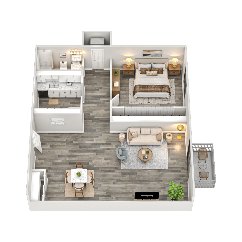 1 Bedroom, 1 Bathroom Image